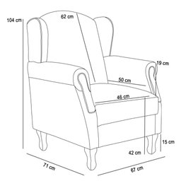 Poltrona de Amamentação e Descanso com Pés de Madeira Lucy P04 Linho Bege Escuro - Mpozenato - 4