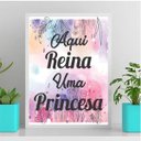 Ver imagem 2 de Quadro Aqui Reina Uma Princesa 24x18cm - com vidro:Madeira preta