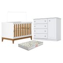 Ver imagem 1 de Berço Americano Flip Branco Acetinado Savana Reller e Cômoda Infantil Americano Branco HP e Colchão