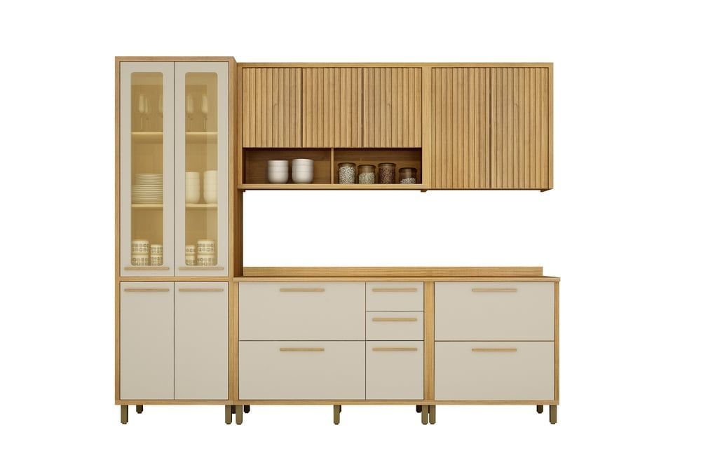 Cozinha Torino 5 Peças Valdemoveis Cinamomo/off White | MadeiraMadeira