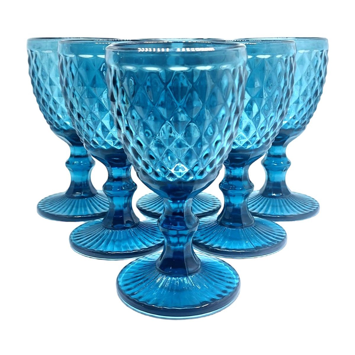 Jogo De Taças 6 Peças Vidro Color Vinho Água Bebidas 200ml Monaliza Glass Ware Taça Azul aço