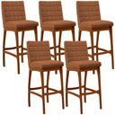 Ver imagem 1 de Kit 05 Banquetas Alta Para Cozinha Sala De Jantar Fixa Mila B04 Bouclê Terracota - Lyam Decor