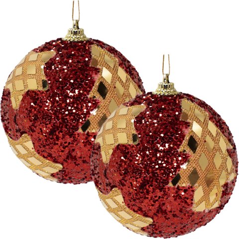 Kit 2 Bolas Natalina Árvore de Natal Estrela Artesanal 80mm