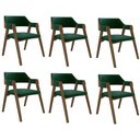 Ver imagem 1 de Kit 6 Cadeiras Sala de Jantar e Jogos Carteados Madeira Maciça Poker Veludo Verde/nogueira G42 - Gra