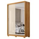 Ver imagem 1 de Guarda Roupa Casal Riva 2 Portas Deslizantes Flex Cinamon Touch/off White com Espelho e Pés - Demó