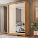 Ver imagem 2 de Guarda Roupa Casal Riva 2 Portas Deslizantes Flex Cinamon Touch/off White com Espelho e Pés - Demó