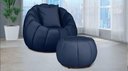 Ver imagem 1 de Kit Poltrona c/ Puff + Almofada Concha Veludo Azul Marinho
