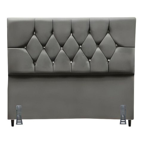 Cabeceira para Cama Casal Queen 160 Cm Rafaela e Frame Suede Cinza