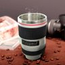 Caneca Copo Térmico Lente Câmera Fotográfica Canon Alumínio Quente Frio Branco 400ml - 2