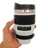 Caneca Copo Térmico Lente Câmera Fotográfica Canon Alumínio Quente Frio Branco 400ml - 5