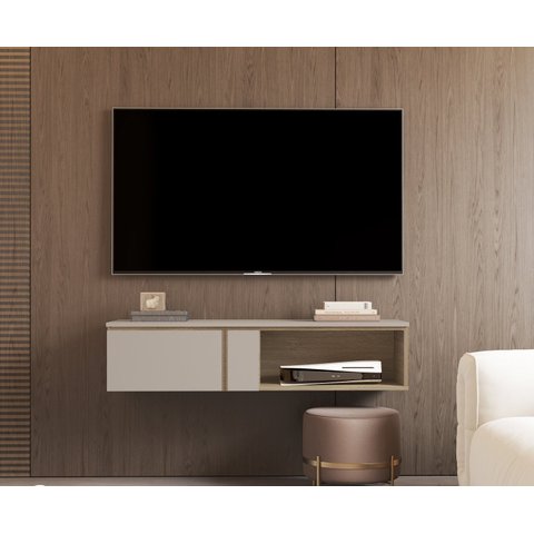 o Rack Suspenso Decor 1.16 Giga para TV até 50 Polegadas em Couro