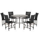 Ver imagem 1 de Mesa Ascoli 120 Cm com 6 Cadeiras Cannes de Alumínio, Pintura Marrom e Trama Tela de Corda Náutica