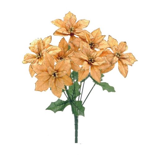 Flor Natalina Artificial Ocre e Dourada Cabo Médio 35cm 1 Pç |  MadeiraMadeira