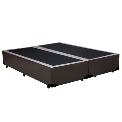 Cama Box King Bipartido Sintético Marrom Emth 193x203x40