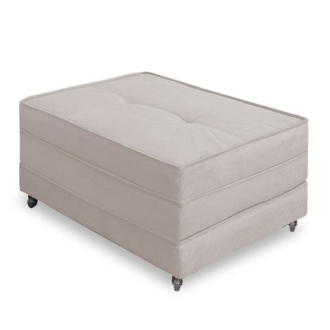 Puff Cama Solteiro Dobrável com Rodízios Zari Decor - Suede Nude