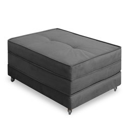 Puff Cama Solteiro Dobrável com Rodízios Zari Decor - Suede Cinza Chumbo - 1
