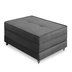 Puff Cama Solteiro Dobrável com Rodízios Zari Decor - Suede Cinza Chumbo