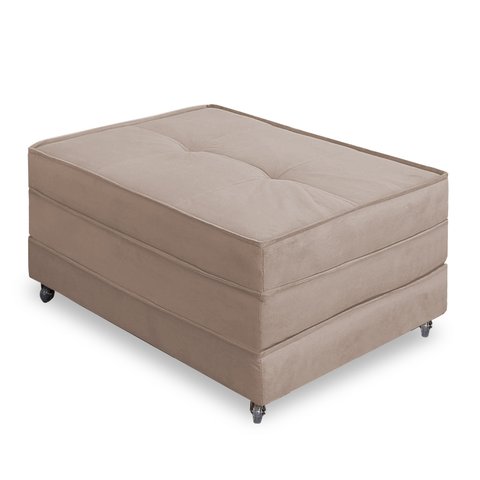 Puff Cama Solteiro Dobrável com Rodízios Zari Decor - Suede Caramelo