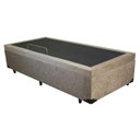 Ver imagem 4 de Cama Báu Box Base Solteiro Suede Bege Blindado com Pistões a Gás.