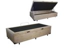 Ver imagem 1 de Cama Báu Box Base Solteiro Suede Bege Blindado com Pistões a Gás.