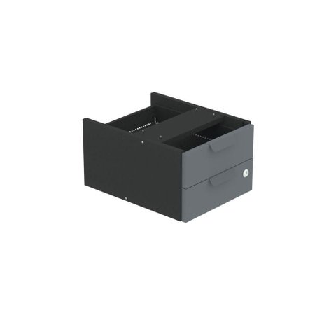 Gaveteiro Aéreo GA02G P15 Moderno 2 Gavetas MDP com Trava Preto Pandin Móveis 29,5cm
