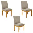 Ver imagem 1 de Kit 3 Cadeiras de Sala de Jantar Estofadas Gomes Madeira Maciça Suede Bege G78 - Gran Belo Cadeira d