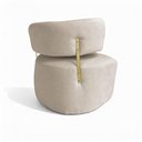 Ver imagem 4 de Poltrona Decorativa Orgânica Maya Linho Ferro Dourado - Pallazio Cor:Bege