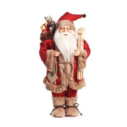 Boneco de Papai Noel em Pé com Saco de Presente e Ski 50cm - 1
