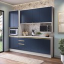 Ver imagem 1 de Armário de Cozinha Compacta Nicho Micro-ondas 100% Mdf 250cm Branco/azul Profundo Celeste