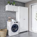 Ver imagem 1 de Conjunto 1 Armário 2 Portas Multiuso e 1 Armário Aéreo Basculante Pérola Yescasa