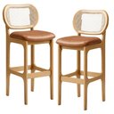 Ver imagem 1 de Kit 02 Banquetas Altas Para Cozinha Bancada Sala Tela Betta Fixa L02 Couríssimo Whisky - Lyam Decor