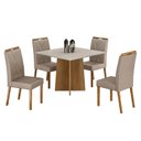 Ver imagem 2 de Mesa de Jantar Ambiente Jade 90cm Cinamomo Off White com 4 Cadeiras Lara Veludo Bege - Valdemóveis