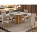 Ver imagem 1 de Mesa de Jantar Ambiente Jade 90cm Cinamomo Off White com 4 Cadeiras Lara Veludo Bege - Valdemóveis