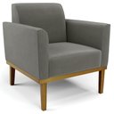 Ver imagem 1 de Poltrona Decorativa Base Madeira Castanho Maressa Suede Grafite - Ibiza