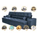 Ver imagem 3 de Sofá Retrátil e Reclinável 2.72M com Molas Cama Inbox Estilo Suede Velusoft Azul