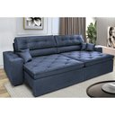 Ver imagem 1 de Sofá Retrátil e Reclinável 2.72M com Molas Cama Inbox Estilo Suede Velusoft Azul