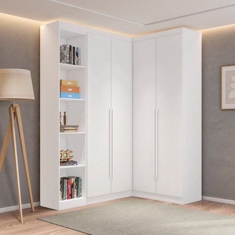 Guarda Roupa Modulado Roupeiro de Canto L 4 Portas 4 Gavetas 4 Prateleiras Versatille Yescasa