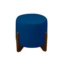 Ver imagem 1 de Puff Banqueta Decorativo Luiz Pés de Madeira Linho Azul Marinho do Lar Móveis e Decoração