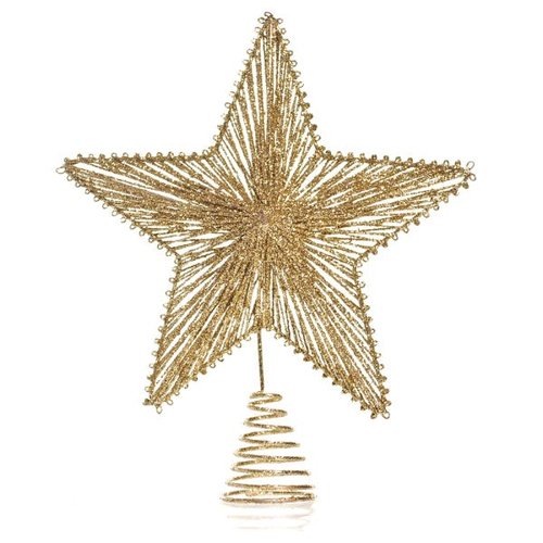 Ponteira Árvore Natal Estrela de Metal Dourada Vazada 30cm | MadeiraMadeira