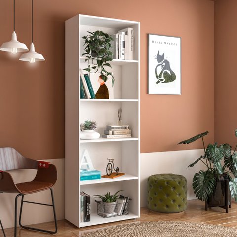 Estante de Livros 60CMX180CM 5 Prateleiras Multy Branco