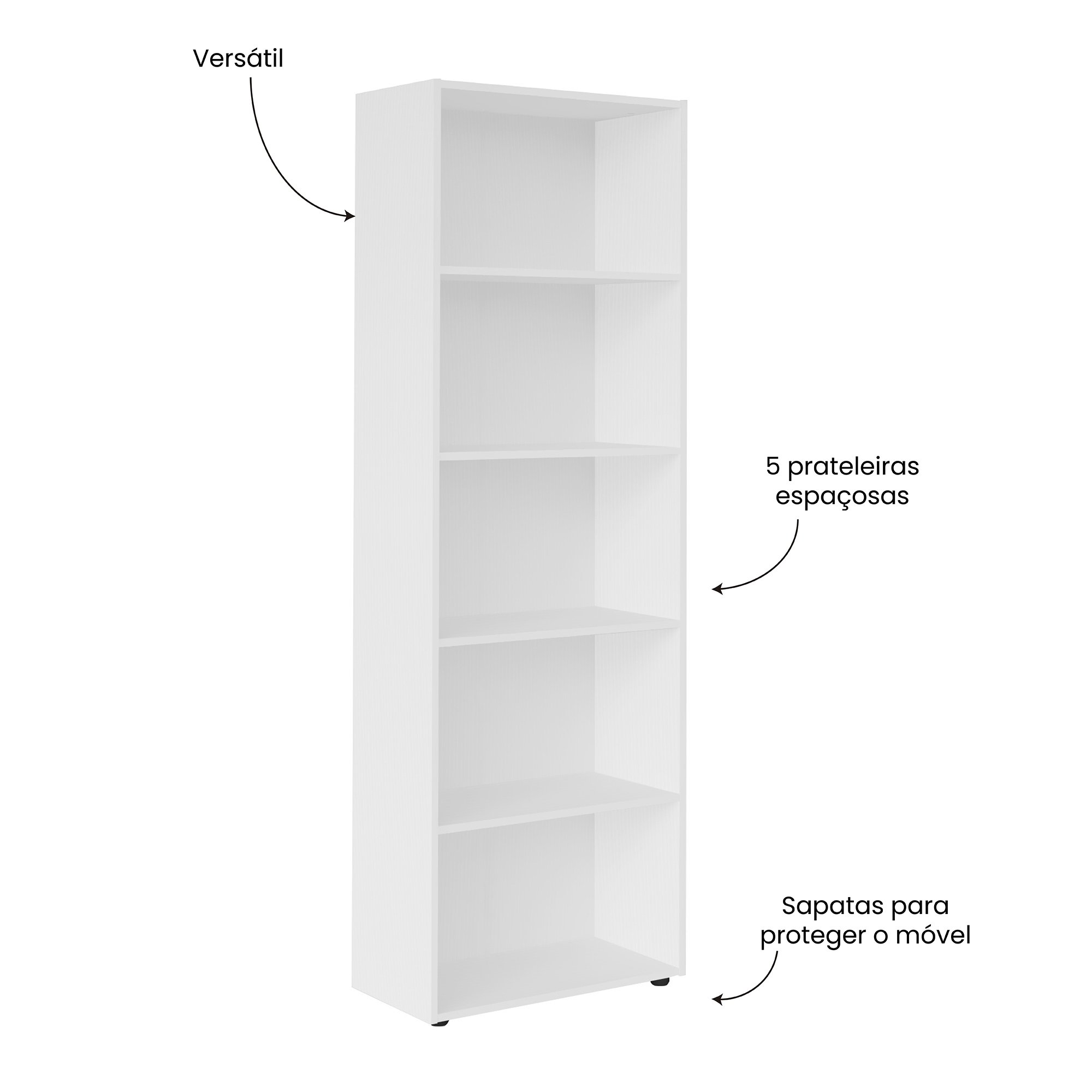 Estante para Livros 5 Prateleiras 180cmx60cm Multy - 5