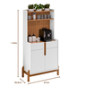 Aparador Buffet Balcão Cozinha Cantinho do Café para Sala de Estar e Jantar com 2 Portas e 2 Gavetas - 9