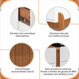 Aparador Buffet Balcão Cozinha Cantinho do Café para Sala de Estar e Jantar com 2 Portas e 2 Gavetas - 10