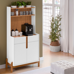 Aparador Buffet Balcão Cozinha Cantinho do Café para Sala de Estar e Jantar com 2 Portas e 2 Gavetas - 1