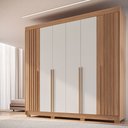 Ver imagem 1 de Guarda-Roupa Casal Palermo 6 Portas 4 Gavetas Ripado Freijó/Off White - Jcarvalho