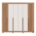 Ver imagem 2 de Guarda-Roupa Casal Palermo 6 Portas 4 Gavetas Ripado Freijó/Off White - Jcarvalho