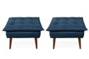Ver imagem 2 de 2 Poltronas Azul Marinho com 2 Puff Decorativa Confortável para Sala Quarto Recepção Suede Luxo