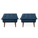 Ver imagem 2 de 2 Poltronas Azul Marinho com 2 Puff Decorativa Confortável para Sala Quarto Recepção Suede Luxo