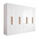 Ver imagem 3 de Guarda-roupa Casal Monte 8 Portas 4 Gavetas 100% Mdf Branco - Pnr Móveis