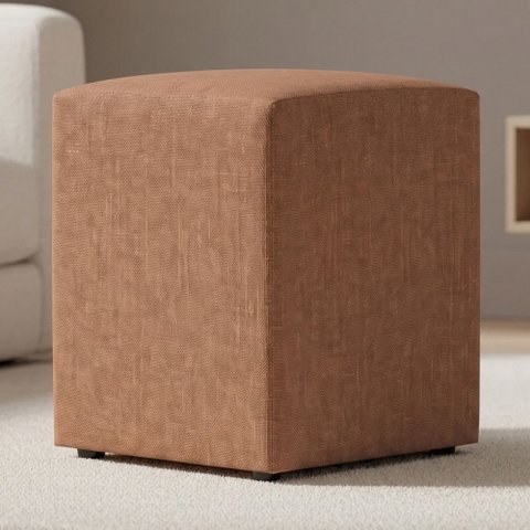 Puff Quadrado Decorativo L02 Sala de Estar Linho Rosê - Lyam Decor